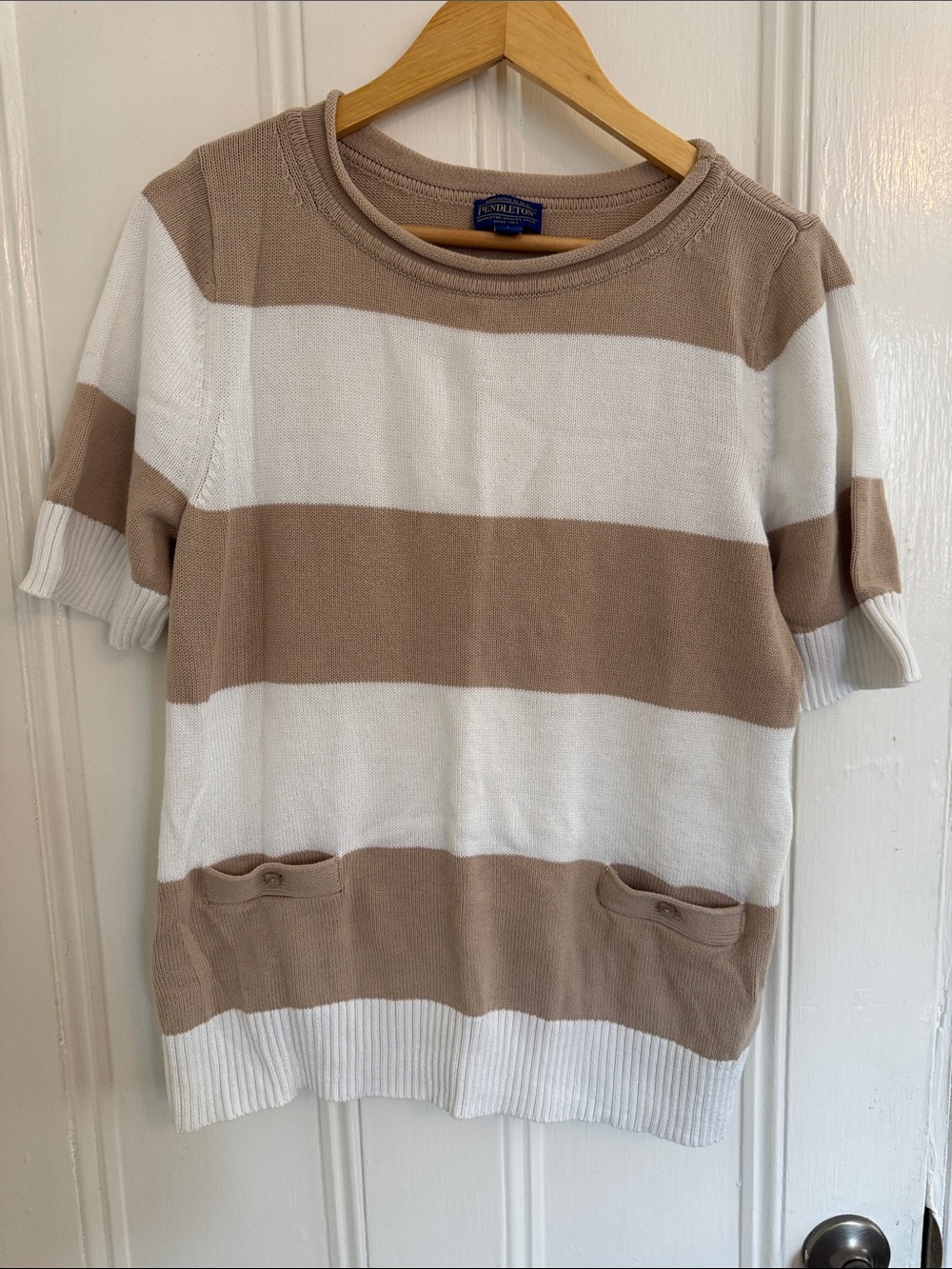 Pendleton Taupe Crewneck Knit Top